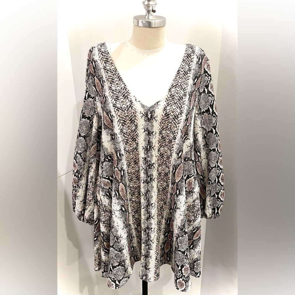ASOS Trapeze V-neck V-back Snake Print Dress, Women’s Size 12